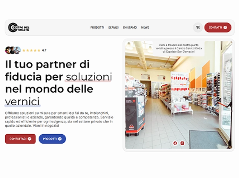 Sito sviluppato per Centro Del Colore, versione desktop
